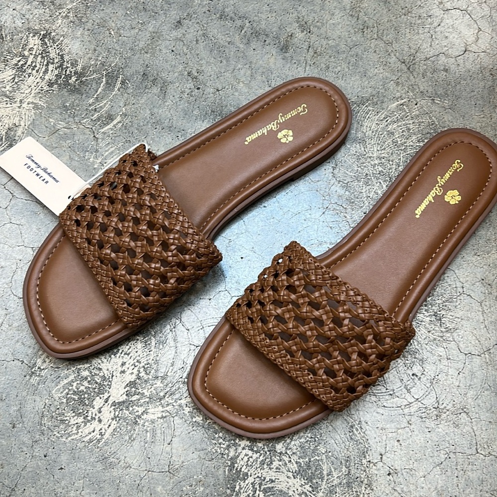 Tommy Bahama Brown Woven Slide Sandals